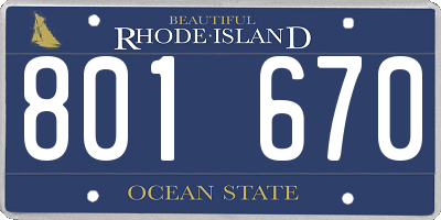 RI license plate 801670