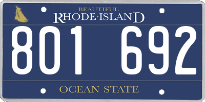 RI license plate 801692