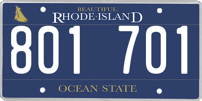 RI license plate 801701