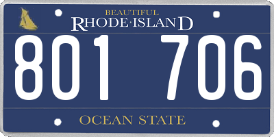 RI license plate 801706
