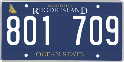 RI license plate 801709