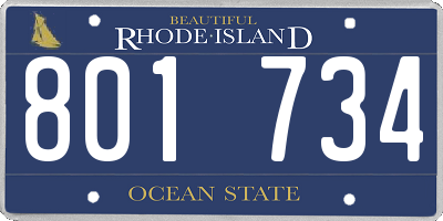 RI license plate 801734