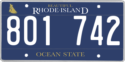 RI license plate 801742
