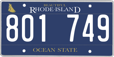 RI license plate 801749
