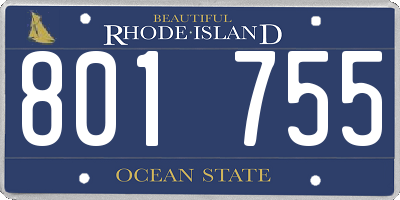 RI license plate 801755