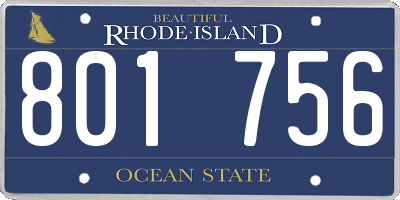 RI license plate 801756