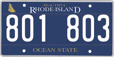RI license plate 801803