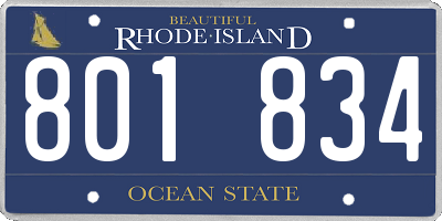 RI license plate 801834