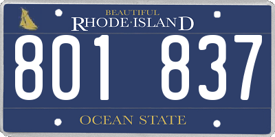 RI license plate 801837