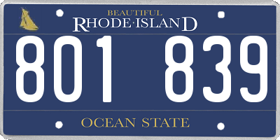RI license plate 801839