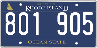 RI license plate 801905