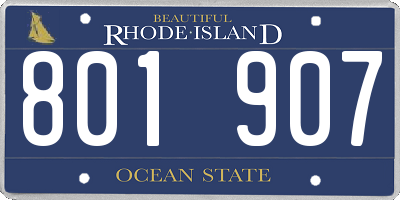 RI license plate 801907