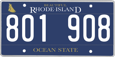 RI license plate 801908