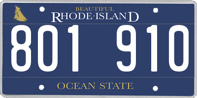 RI license plate 801910