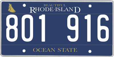 RI license plate 801916