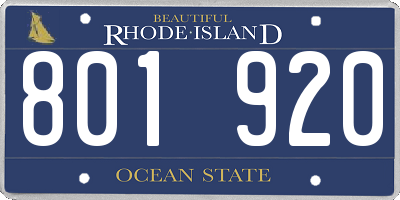 RI license plate 801920
