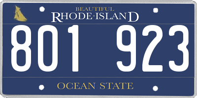 RI license plate 801923