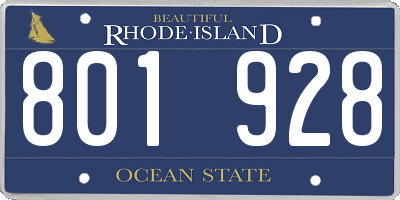 RI license plate 801928