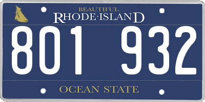 RI license plate 801932