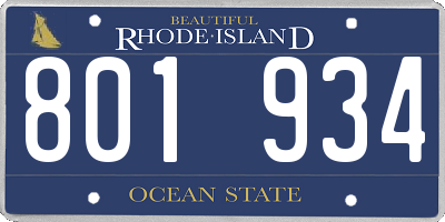 RI license plate 801934