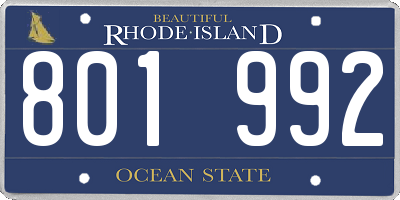 RI license plate 801992