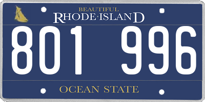 RI license plate 801996