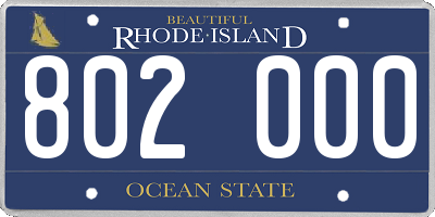 RI license plate 802000