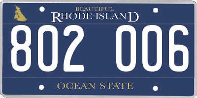 RI license plate 802006