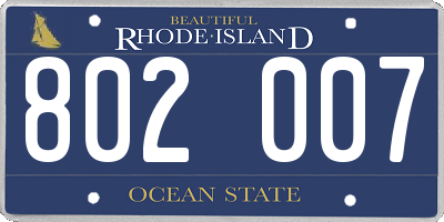RI license plate 802007