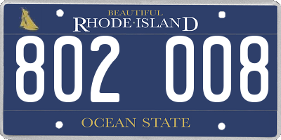 RI license plate 802008