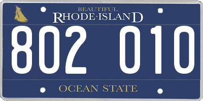 RI license plate 802010