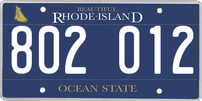 RI license plate 802012