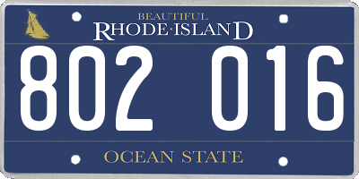 RI license plate 802016