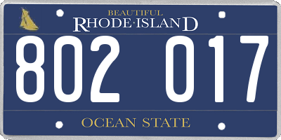 RI license plate 802017