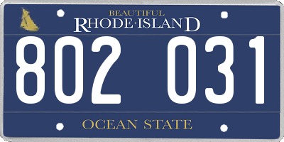 RI license plate 802031