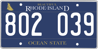 RI license plate 802039