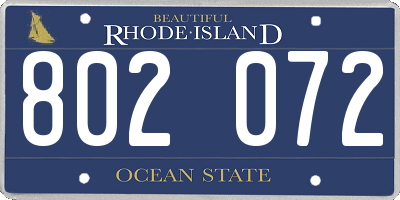 RI license plate 802072