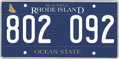 RI license plate 802092