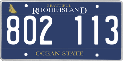 RI license plate 802113