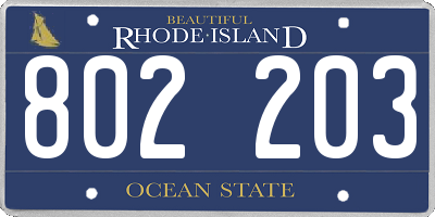 RI license plate 802203