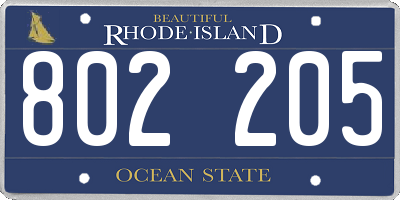 RI license plate 802205