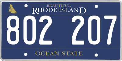 RI license plate 802207