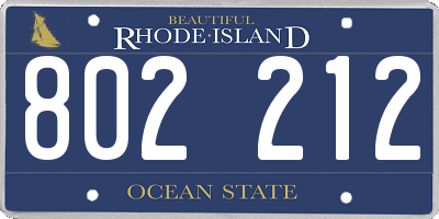 RI license plate 802212