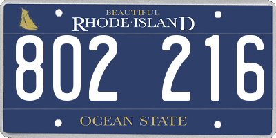 RI license plate 802216