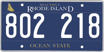 RI license plate 802218