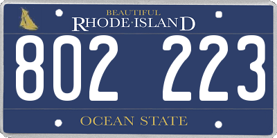 RI license plate 802223