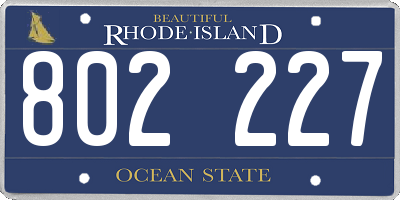 RI license plate 802227