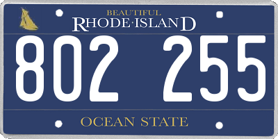 RI license plate 802255