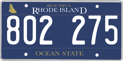 RI license plate 802275