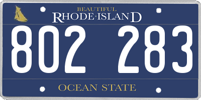 RI license plate 802283